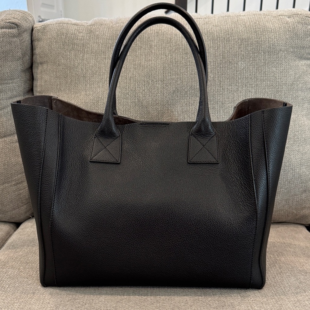 M. Gemi Black Leather Elena Grande Tote Bag